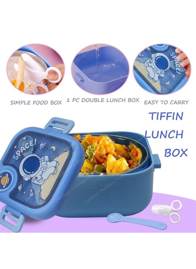 Lunch Box For School Kids - Astronaut And Space Theme Lunch Box With Spoon, Ss304 Lunch Box, Tiffin Box For School, Air-Tight Lunch Box, Insulated Lunch Box, Lunch Box For Dry Foods