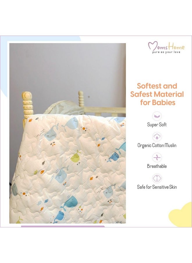 Organic Cotton Baby Muslin Ac Quilt/Blanket | Baby Ac Blanket 110X120 Cm | 0-3 Year | Reversible (Lemon)