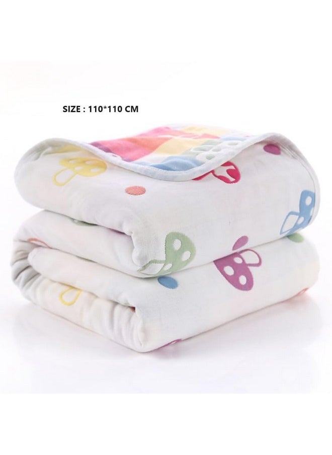 Baby'S 6 Layer Muslin Cotton Stroller Cover Swaddle Wrap Receiving Blanket (110, Mushroom)