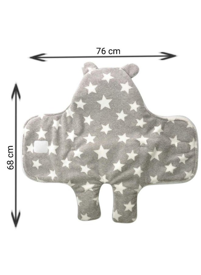 Baby Blankets New Born Combo Pack Of Super Soft Baby Wrapper Baby Sleeping Bag For Baby Boys, Baby Girls, Babies (76Cm X 70Cm, 0-6 Months, Skin Friendly, Fleece, Stars Grey, Beige)