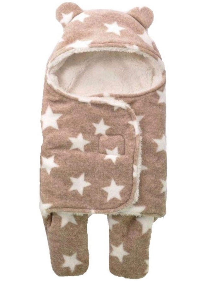 Baby Blankets New Born Combo Pack Of Super Soft Baby Wrapper Baby Sleeping Bag For Baby Boys, Baby Girls, Babies (76Cm X 70Cm, 0-6 Months, Skin Friendly, Fleece, Stars Grey, Beige)