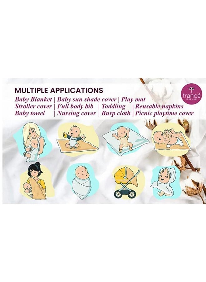 Super Ultra Soft 100% Cotton Malmal Baby Swaddle Cloth | Sheets Baby Wrap For New Born Babies Essential | New Born Receiving Blankets Swaddles (100X100 Cm, Baby Pug Set 3)