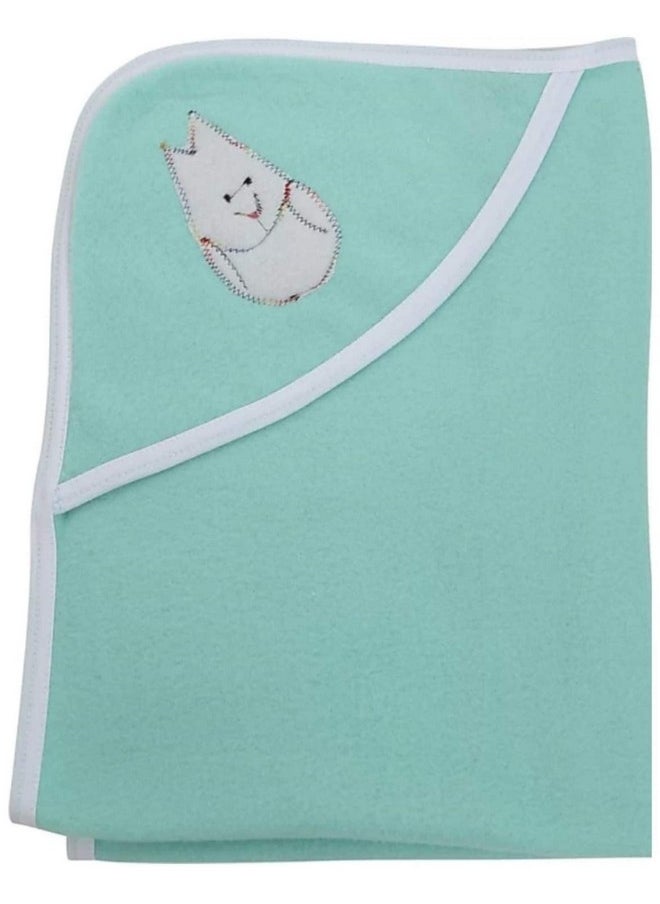 Fleece Supersoft Hooded Blanket Cum Wrapper For Babies (Pink, Blue, Green And Purple) - Pack Of 4
