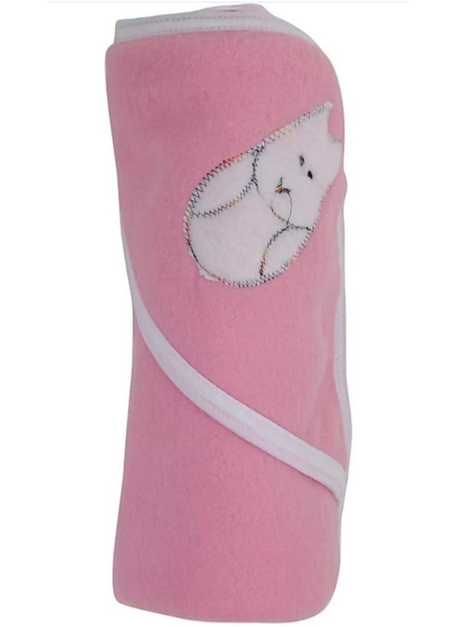 Fleece Supersoft Hooded Blanket Cum Wrapper For Babies (Pink, Blue, Green And Purple) - Pack Of 4