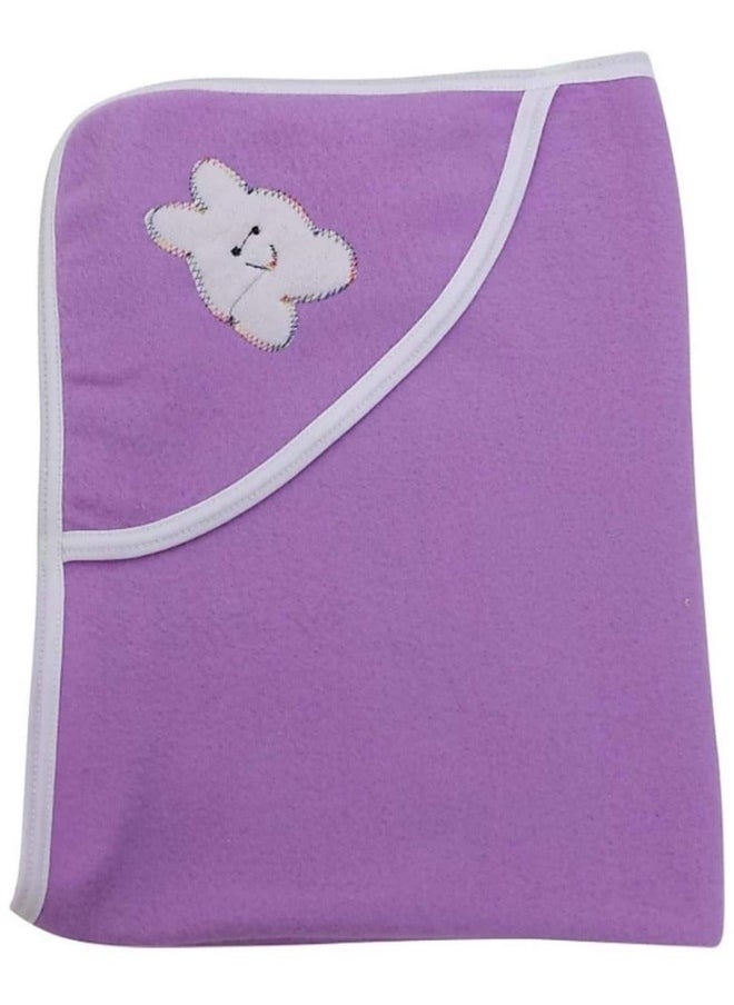 Fleece Supersoft Hooded Blanket Cum Wrapper For Babies (Pink, Blue, Green And Purple) - Pack Of 4