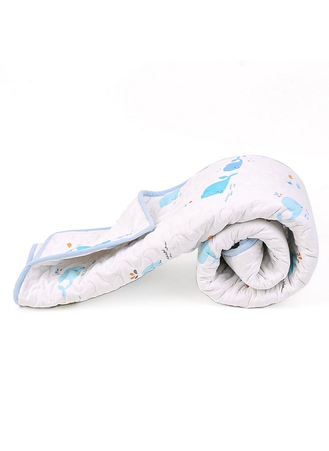 Organic Cotton All Season Baby Quilt | Light Weight | Soft | Perfect For Light Winters | 100X120 Cm | 0-3 Year | Blue Whale | Reversible