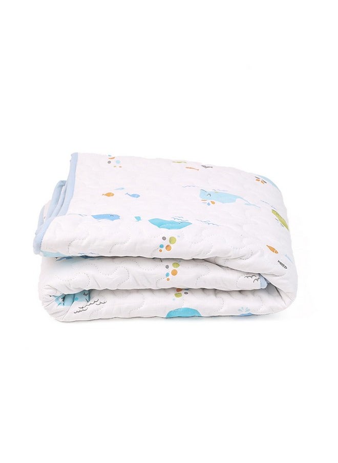 Organic Cotton All Season Baby Quilt | Light Weight | Soft | Perfect For Light Winters | 100X120 Cm | 0-3 Year | Blue Whale | Reversible