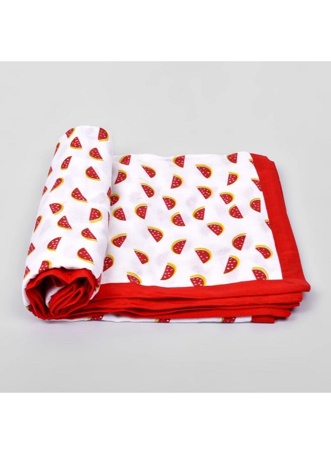 Organic Cotton Baby Muslin Layer Dohar - 0-3 Year-100X100 Cm - Water Melon