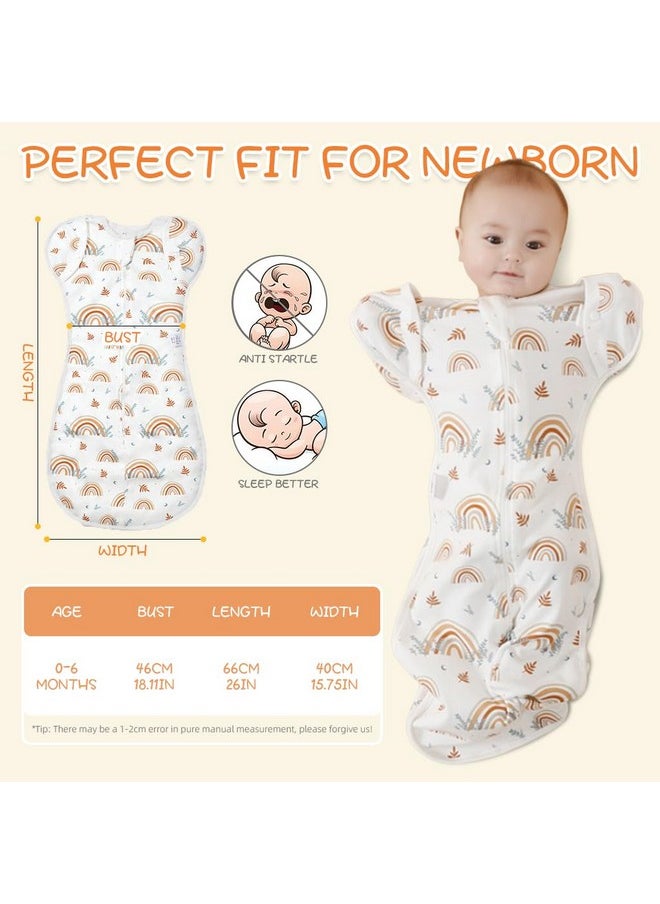 ® Baby Swaddles For Newborns, 100% Cotton Baby Swaddle Wrap For Newborns Arms Up Baby Sleeping Blanket Zipping Baby Sleeping Bag Newborn Sleep Sacks For Startle Reflex For Baby 0-6 Months