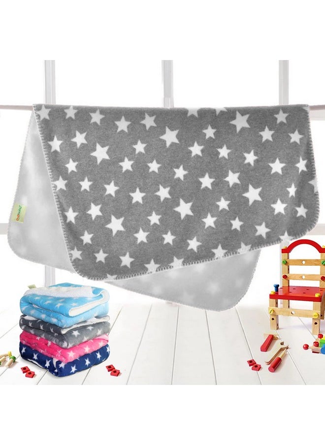 New Born Super Soft Baby Blanket For Babies (100 X 75 Cm Star Blue & Grey, Lightweight) All Season | 0-12 Months | Sleeping Bag | Nursing Baby Gifts, Fleece