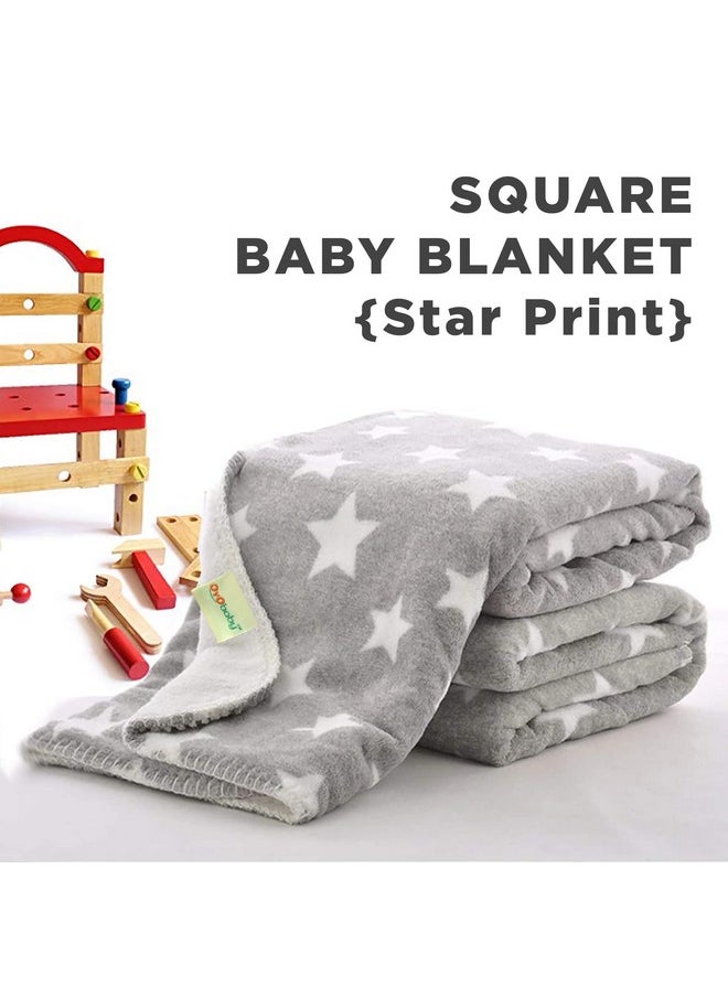 New Born Super Soft Baby Blanket For Babies (100 X 75 Cm Star Blue & Grey, Lightweight) All Season | 0-12 Months | Sleeping Bag | Nursing Baby Gifts, Fleece