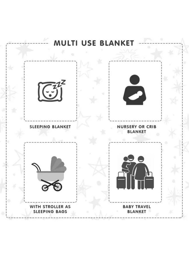 Baby Blanket New Born Pack Of Double Layered Crib Wrapping Sheet For 0-12 Month Babies (Grey, 100 Cm X 80 Cm)