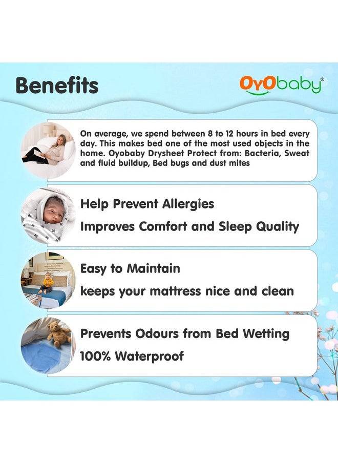 Cotton - Baby Water Resistant Dry Sheet - Baby Dry Sheets Extra Washable - Dry Mats For Baby - Waterproof Baby Sheets Medium Size Combo - (100X70 Cm)- Sea Blue + Maroon