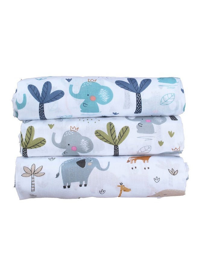 Super Soft 100% Cotton Baby Swaddle Cloth + Face Towels/Wash Cloth (3 Pcs Baby Pug Print Swaddle Cloth + 10 Pcs Baby Pug Print Wash Cloths)