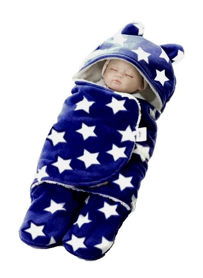 Baby Blankets New Born Combo Pack Of Wearable Super Soft Baby Wrapper Baby Sleeping Bag For Baby Boys/Girls (76Cm X 70Cm, 1-6 Months, Pack Of 2 Pcs, Fur, Navy Blue, Lightweight