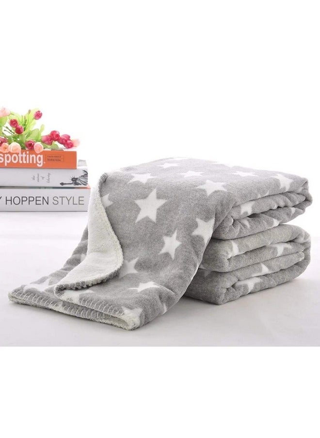 Wool Newborn Wrapper Cum Baby Blanket (Grey Star)