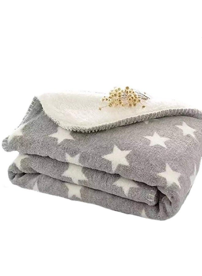 Wool Newborn Wrapper Cum Baby Blanket (Grey Star)