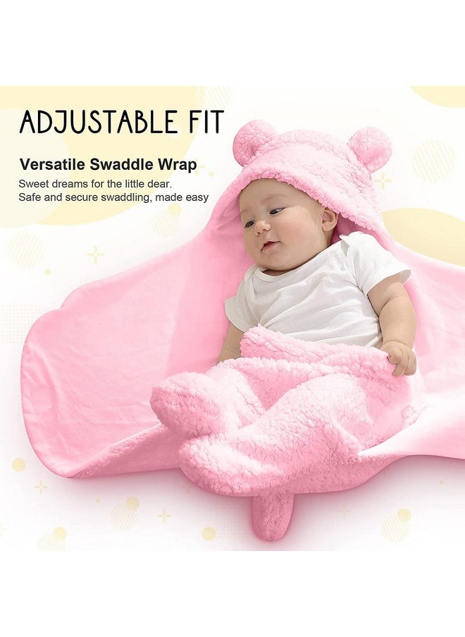 Baby Blankets New Born Combo Pack Of Wearable Swaddle Wrapper Security Blanket For Kids For 0-6 Month Babies (White, Pink, 70 Cm X 70 Cm)