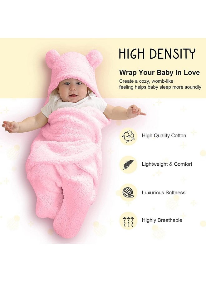 Baby Blankets New Born Combo Pack Of Wearable Swaddle Wrapper Security Blanket For Kids For 0-6 Month Babies (White, Pink, 70 Cm X 70 Cm)