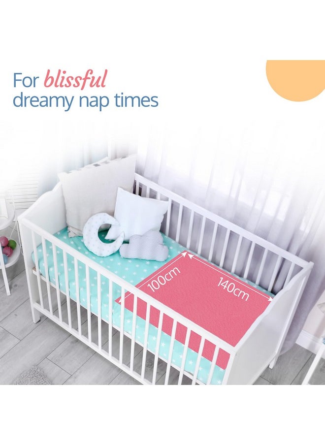 Instadry Anti-Piling Fleece Extra Absorbent Quick Dry Sheet For Baby, Baby Bed Protector, Waterproof Baby Sheet, Small Size 100X140Cm, Pack Of 1, Salmon Rose