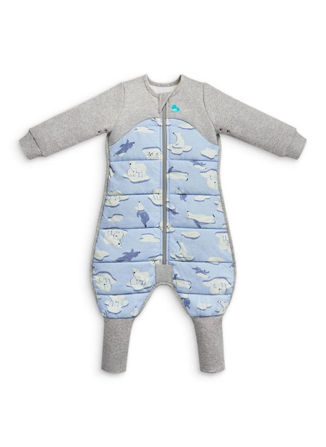 Extra Warm Toddler Sleep Suit (24-36 Mo), Super Soft Temp Regulating Sleeping Sack, 3.5Tog Warm Wearable Blanket, Blue