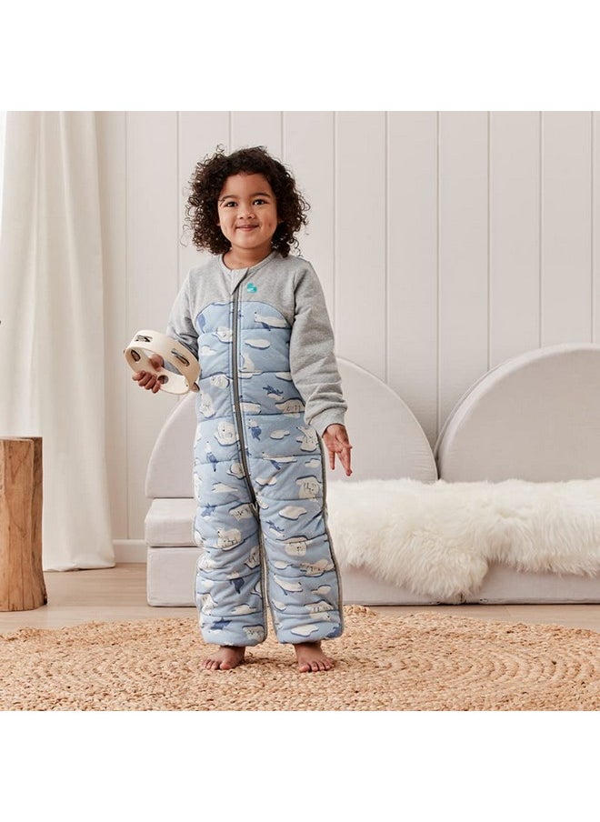 Extra Warm Toddler Sleep Suit (24-36 Mo), Super Soft Temp Regulating Sleeping Sack, 3.5Tog Warm Wearable Blanket, Blue