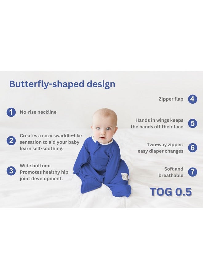 Transition Swaddle - Baby Wearable Blanket - Cozy Sleep Sack, Wrap With 2-Way Zipper - 95% Bamboo Viscose, 5% Spandex (Navy Nightfall, Medium 6-12 Month_)