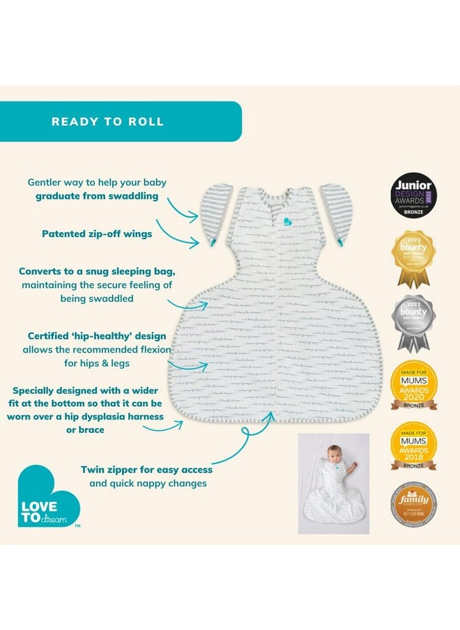 Swaddle Up Transition Swaddle, Patented Zip-Off Wings, Gently Help Baby Transition From Being Swaddled To Arms Free, Fits Over Hip Dysplasia Harness Or Brace, 1.0 Tog, 19-24 Lbs, White