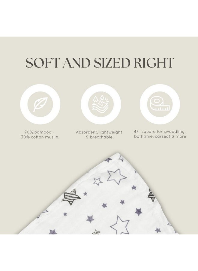 Swaddle Blanket & Pacifier Clip Set - Four Large Cotton Muslin Receiving Blankets Plus Two Universal Binky Holders And Zip-Close Paci Case - Great For New Girl Or Boy