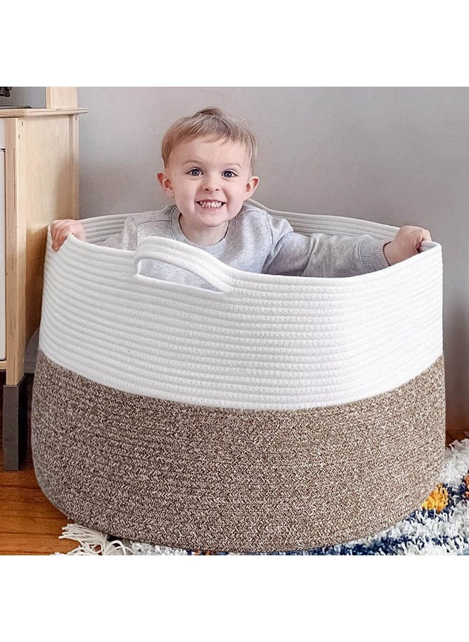 Extra Large Laundry Basket, Big Wicker Storage Basket For Bedroom, Living Room, Nursery, Large Toy Storage Bin Organizer For Clothes, Towel, Blanket, Toy, Pillow, 23.6 X 14.2 Inches