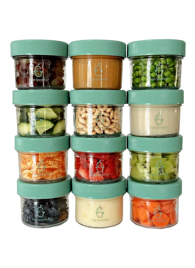 -12 Pack, 4 Oz Baby Food Jars, Glass Baby Food Containers With Lids - Freezer Storage, Leakproof, Reusable Small Glass Baby Food Containers, Microwave & Dishwasher Friendly