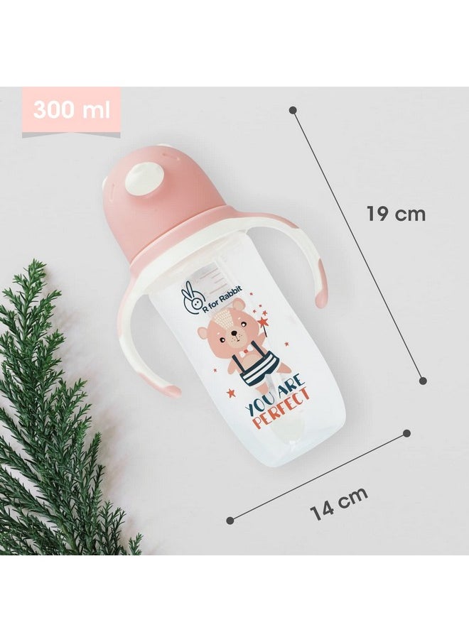 Premium Baloo Baby Straw Sipper Bottle |10 Fl Oz | Anti Spill Sippy Cup With Soft Silicone Straw Bpa Free & Non Toxic For Baby Or Kids Of 12+ Months -(300 Ml Pink)