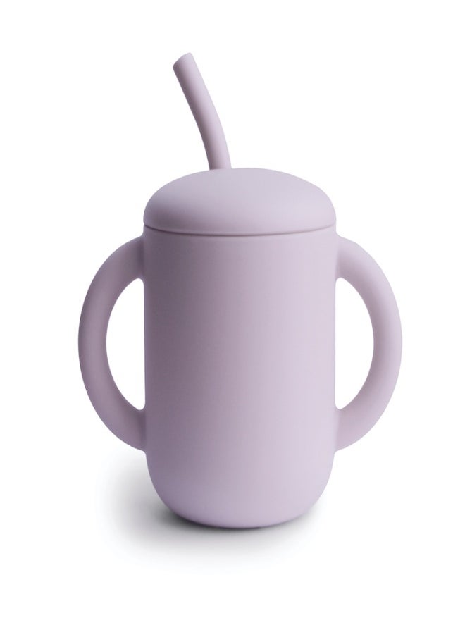 Silicone Training Cup + Straw Soft Lilac