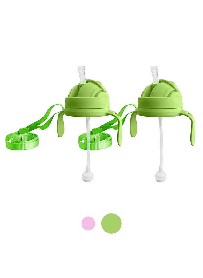 3-In-1 Weighted Straw Sippy Cup Conversion Kit For Comotomo Baby Bottles | Compatible With Comotomo 5 Ounce & 8 Ounce Bottles | Versatile Leak-Proof Lid | Easy To Clean - Green (2 Pack)