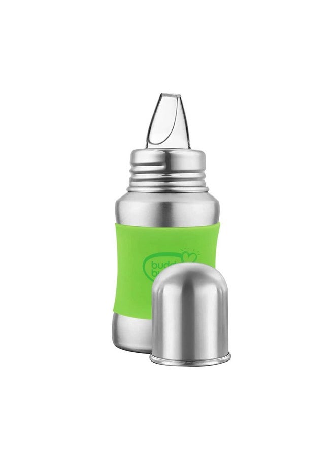 Stella Plus Neck New Born Baby Feeding Bottle Made With High Grade Stainless Steel | Rust Free Feeding Bottle With Nipple | Leak Proof Baby Bottle | With Extra Spout Sipper | 180 Ml | Green