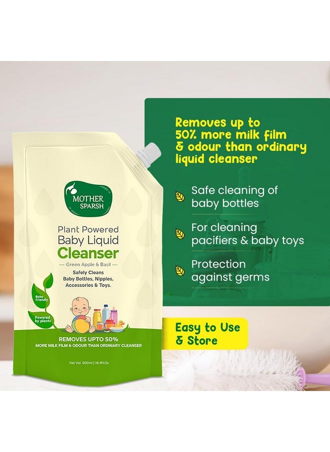 Natural Baby Liquid Cleanser (Powered By Plants) Cleanser For Baby Bottles, Nipples, Accessories And Toys, Refill Pack (500Ml)