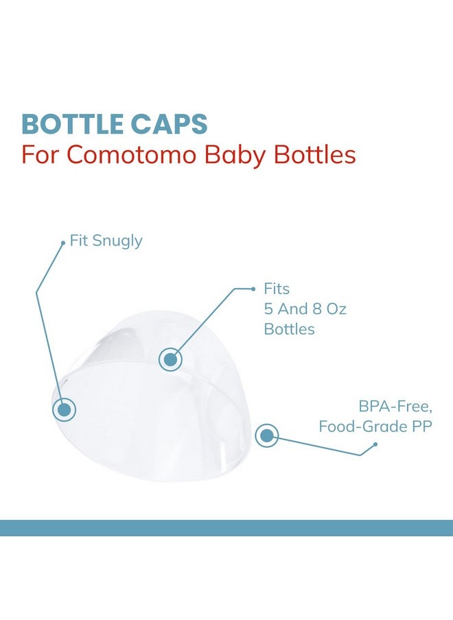 Baby Bottle Caps For Comotomo Baby Bottles - Pack Of 3 Fits 5 Ounce And 8 Ounce Silicone Bottles - Snug Fit Baby Bottle Lid Protects Nipples And Prevent Leaks - Ideal For On-The-Go Feeding