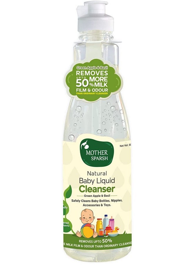 Plant Powered Natural Baby Liquid Cleanser With Basil & Green Apple Extract | For Baby Bottles, Nipples, Accessories And Toys Cleaning - 500Ml