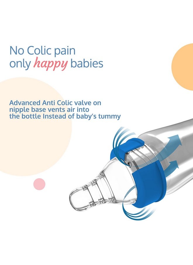 Anti-Colic Slim/Regular Neck Essential Baby Feeding Bottle, 250Ml (Pack Of 2), New Born/Infants/Toddler Upto 3 Years, Jungle Tales & Wild Flowers, Bpa Free,Blue