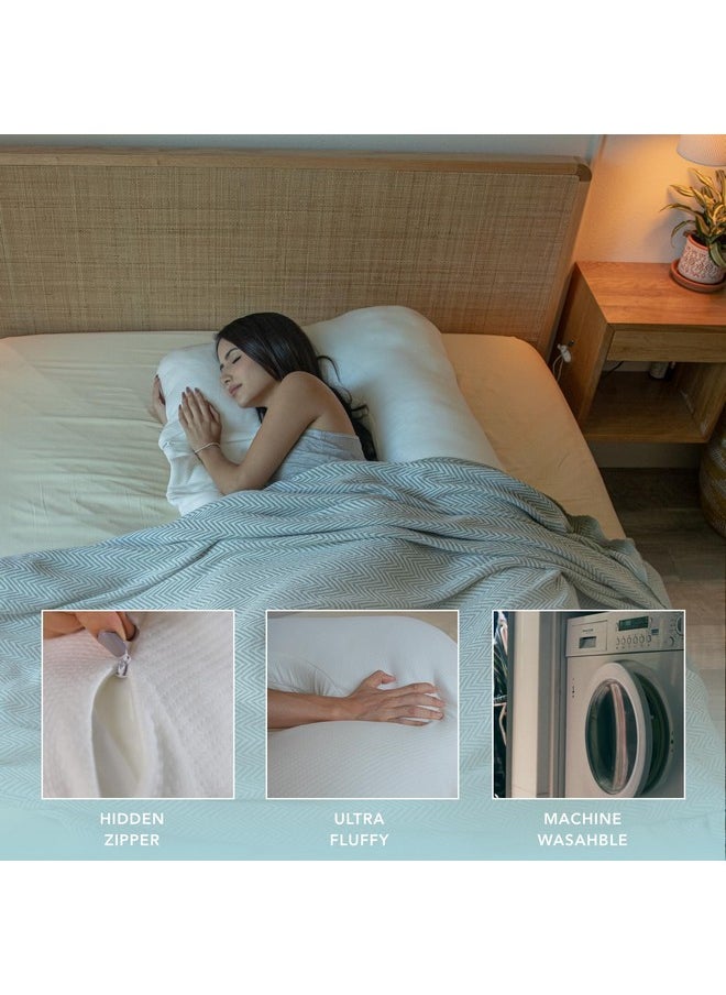 Pregnancy Pillows, U-Shape Full Body Pillow -Removable Air White Cover - White - Pregnancy Pillows For Sleeping - Body Pillows For Adults, Maternity Pillow And Pregnancy Must Haves
