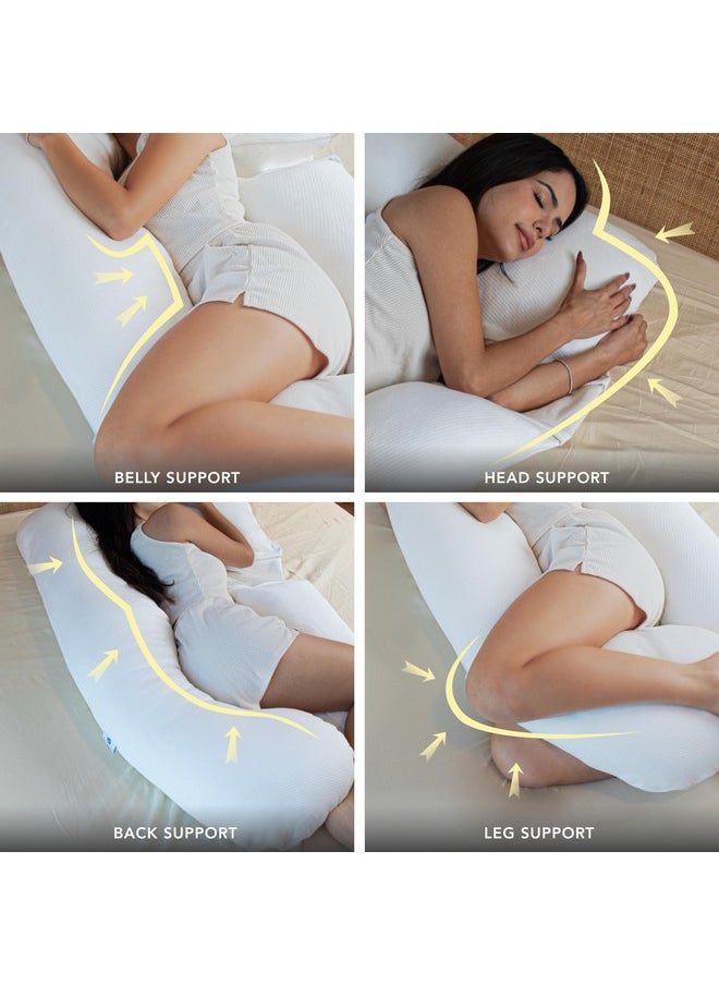 Pregnancy Pillows, U-Shape Full Body Pillow -Removable Air White Cover - White - Pregnancy Pillows For Sleeping - Body Pillows For Adults, Maternity Pillow And Pregnancy Must Haves