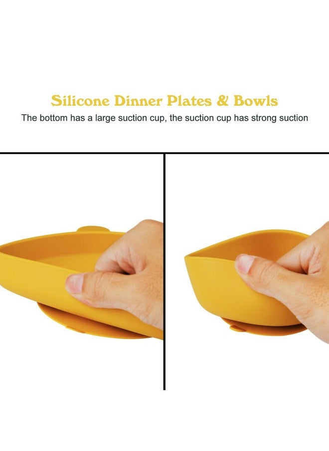 Toddler Plates With Suction - Baby Plates - 100% Food-Grade Silicone Divided Plates - Bpa Free - Microwave & Dishwasher Safe