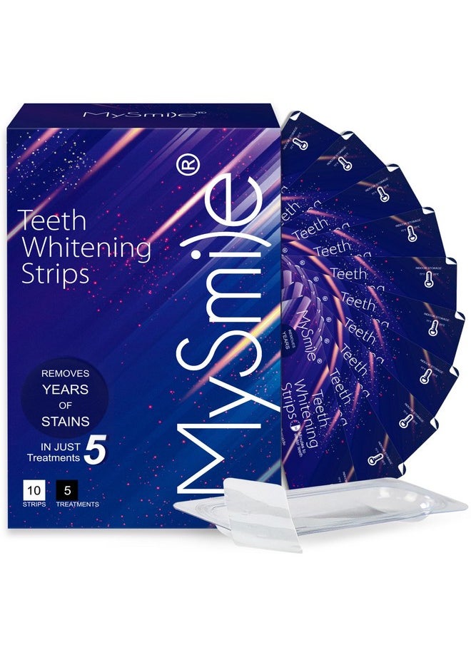 Advanced Teeth Whitening Strips - Non-Sensitive Formulated 5X Plus Whitening Results, Safe For Enamel - 10 Whitening Strips Dental Stain Remover For Whiter Smile - Removes Years Of Stains