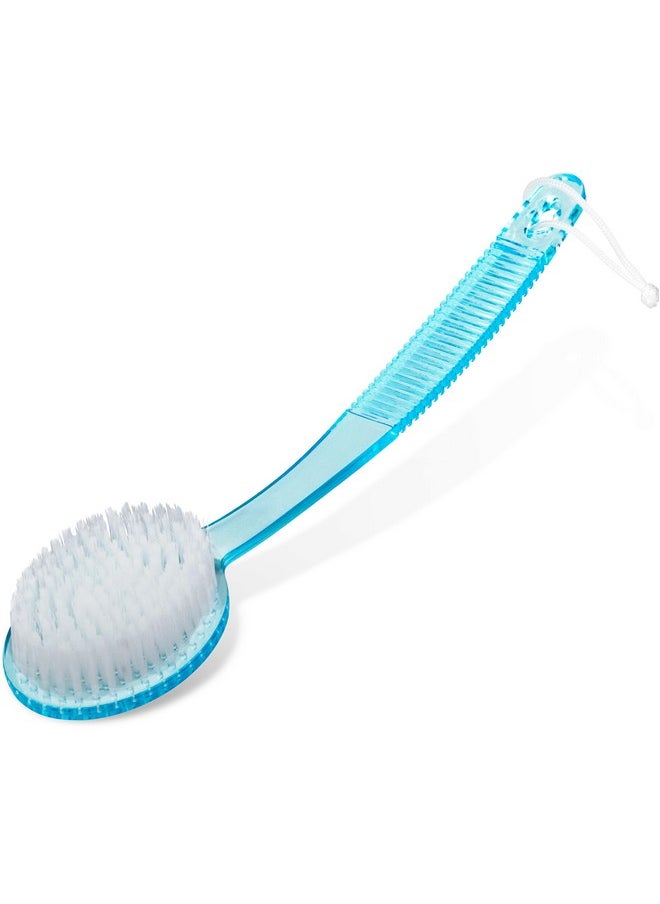 Bath Brush With Bristles, Long Handle For Exfoliating Back, Body, And Feet, Bath And Shower Scrubber, Blue (1 Pack)