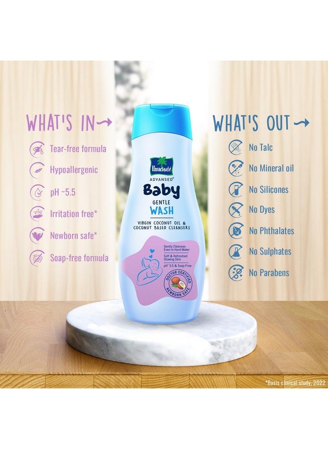 Baby Gentle Wash For New Born | Enriched With Virgin Coconut Oil | Gently Cleanses In Hard Water | Doctor Certified | 410 Ml