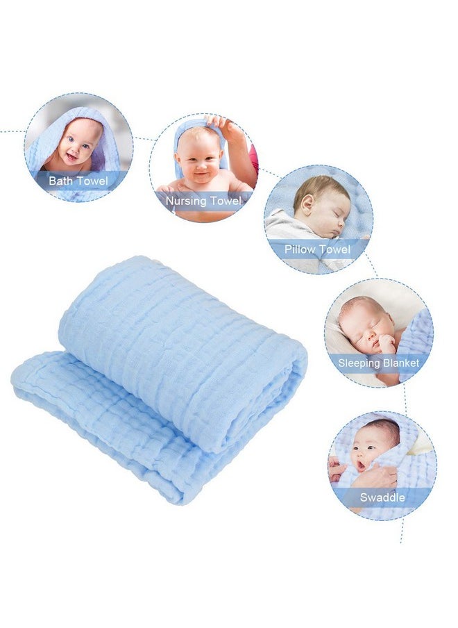 Baby Super Soft Absorbent Muslin 6 Layer Wash Towel- 100X100 Cm - | 0-3 Years | Blue