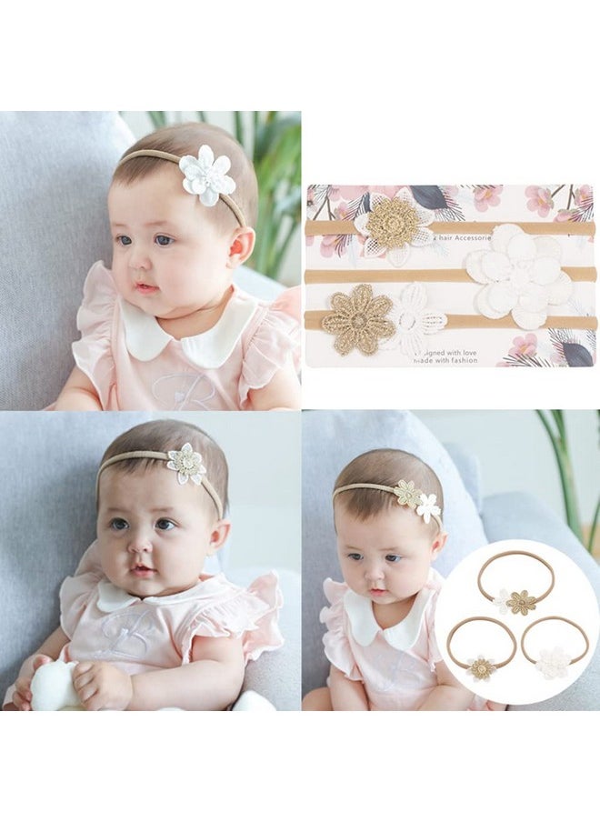 6Pcs Flower Headbands Elastic Floral Hair Band, Bows Wrap Headband For Baby Girls, Infants And Newborns - Multicolor