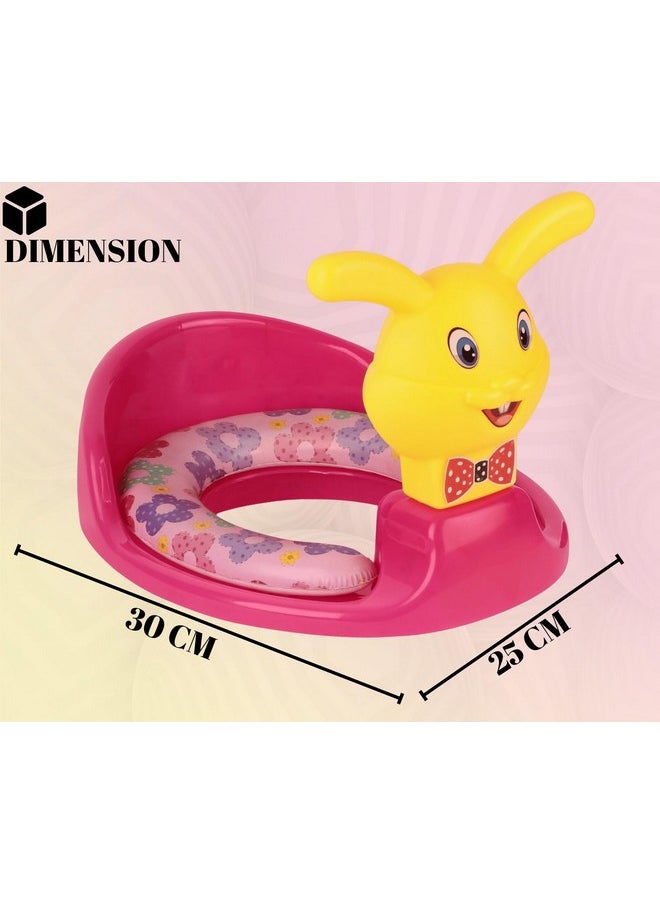 Kids Toilet Trainer Baby Potty Seat With Rabbit Handle And Back Support Toilet Seat For Girls & Boys (Pink)