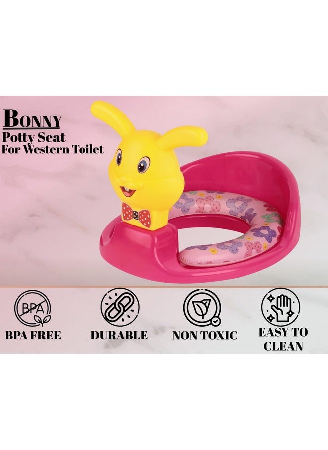 Kids Toilet Trainer Baby Potty Seat With Rabbit Handle And Back Support Toilet Seat For Girls & Boys (Pink)