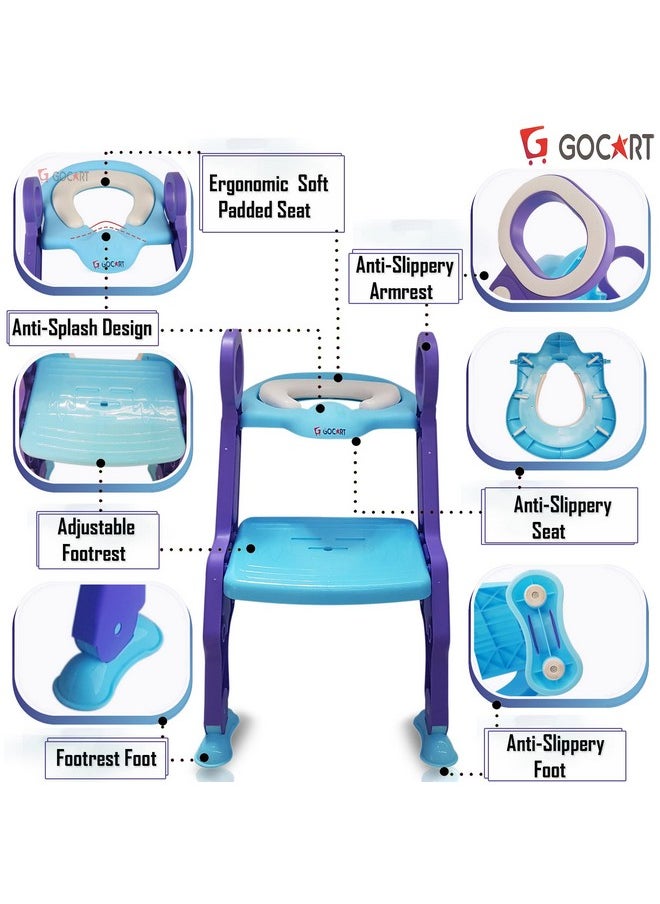 Plastic Baby Potty Training Toilet Seat With Step Ladder(Blue)